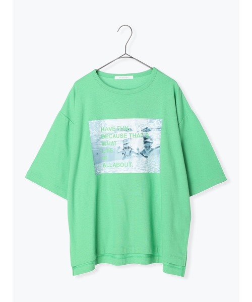 sm2rhythm(サマンサモスモスリズム)の「グラフィックプリントTシャツ(Tシャツ/カットソー・レディース・グリーン/ピンク/オフホワイト・F)」の3枚目の写真