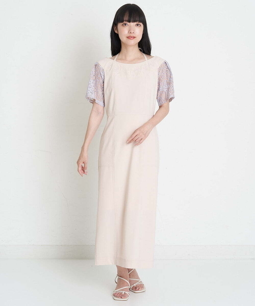 A de a.v.v（アードアー・ヴェ・ヴェ）の「刺繍入りケミカルレースオフショルダーワンピース（ドレス・レディース・ベージュ/ブラック・36/38）」の7枚目の写真