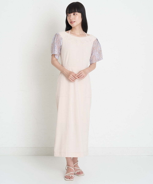 A de a.v.v（アードアー・ヴェ・ヴェ）の「刺繍入りケミカルレースオフショルダーワンピース（ドレス・レディース・ベージュ/ブラック・36/38）」の10枚目の写真