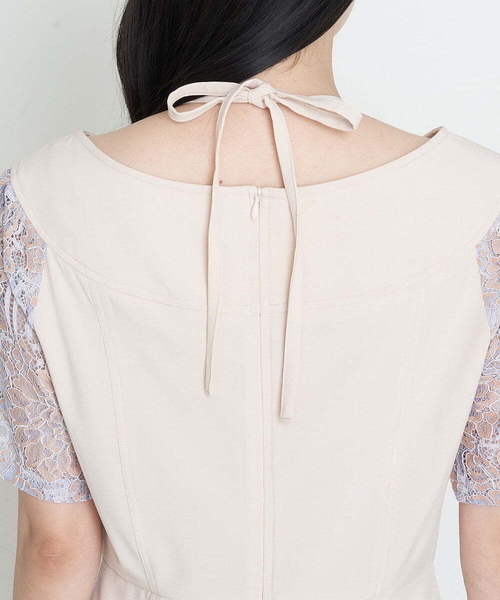 A de a.v.v（アードアー・ヴェ・ヴェ）の「刺繍入りケミカルレースオフショルダーワンピース（ドレス・レディース・ベージュ/ブラック・36/38）」の13枚目の写真