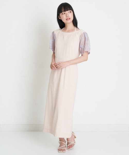 A de a.v.v（アードアー・ヴェ・ヴェ）の「刺繍入りケミカルレースオフショルダーワンピース（ドレス・レディース・ベージュ/ブラック・36/38）」の2枚目の写真