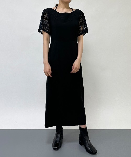 A de a.v.v（アードアー・ヴェ・ヴェ）の「刺繍入りケミカルレースオフショルダーワンピース（ドレス・レディース・ベージュ/ブラック・36/38）」の22枚目の写真