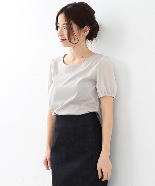 Demi-Luxe BEAMS（デミルクス ビームス）の「Demi-Luxe BEAMS / パフスリーブ プルオーバー（Tシャツ/カットソー・レディース・オフホワイト/ライトグレー/ブラック・ONE SIZE）」の3枚目の写真