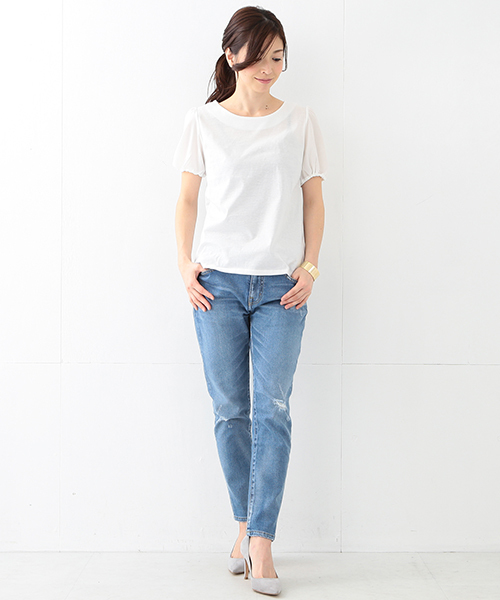 Demi-Luxe BEAMS（デミルクス ビームス）の「Demi-Luxe BEAMS / パフスリーブ プルオーバー（Tシャツ/カットソー・レディース・オフホワイト/ライトグレー/ブラック・ONE SIZE）」の21枚目の写真