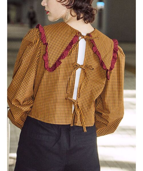 jouetie（ジュエティ）の「フリルカラー2WAYブラウス（シャツ/ブラウス・レディース・レッド/オフホワイト/イエロー・MEDIUM）」の9枚目の写真