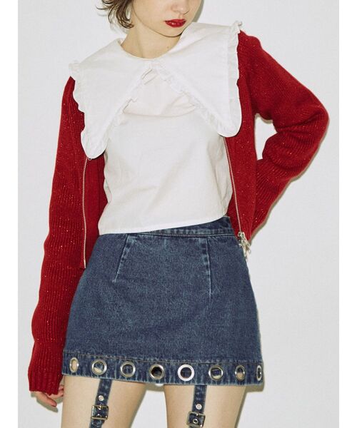 jouetie（ジュエティ）の「フリルカラー2WAYブラウス（シャツ/ブラウス・レディース・レッド/オフホワイト/イエロー・MEDIUM）」の6枚目の写真