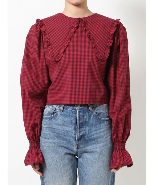 jouetie（ジュエティ）の「フリルカラー2WAYブラウス（シャツ/ブラウス・レディース・レッド/オフホワイト/イエロー・MEDIUM）」の7枚目の写真