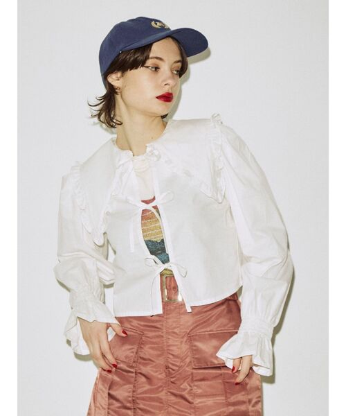 jouetie（ジュエティ）の「フリルカラー2WAYブラウス（シャツ/ブラウス・レディース・レッド/オフホワイト/イエロー・MEDIUM）」の18枚目の写真