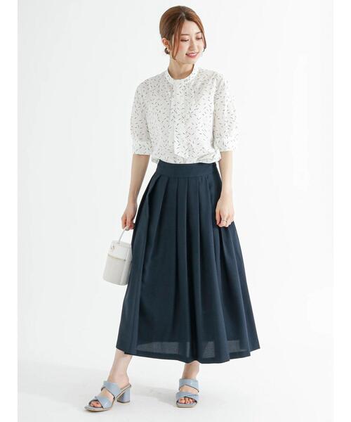 Te chichi（テチチ）の「柄アソート5分袖2WAYボウタイブラウス（シャツ/ブラウス・レディース・ネイビー/ベージュ/オフホワイト/イエロー・F）」の5枚目の写真