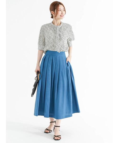 Te chichi（テチチ）の「柄アソート5分袖2WAYボウタイブラウス（シャツ/ブラウス・レディース・ネイビー/ベージュ/オフホワイト/イエロー・F）」の15枚目の写真