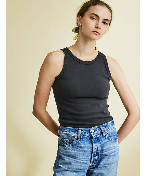 THE SHINZONE(ザ シンゾーン)の「THE SHINZONE | CIRCULAR RIB TT WOMEN(タンクトップ・レディース・ブラック/ホワイト・F)」の2枚目の写真