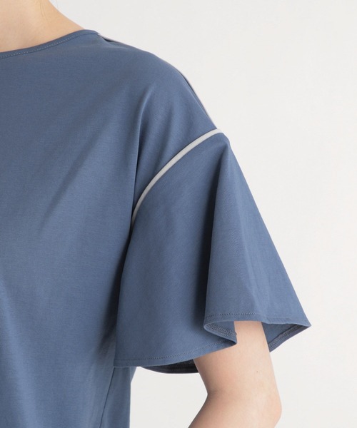 Andemiu（アンデミュウ）の「パイピングフレアカット 963865（Tシャツ/カットソー・レディース・ブラック/ライトベージュ/ブルー/オフホワイト・FREE）」の15枚目の写真