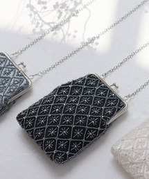 PourVous（プールヴー）の「ビーズ刺繍 がま口ショルダーバッグ 結婚式 同窓会 オケージョン 二次会 （ショルダーバッグ）」