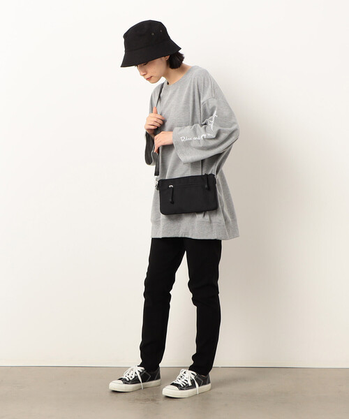 Purple&Yellow（パープルアンドイエロー）の「Ｔ／Ｃインレイ メッセージプリント ７分袖プルオーバー（Tシャツ/カットソー・メンズ・グレイッシュベージュ/パープル/グレー・SMALL/MEDIUM/LARGE）」の20枚目の写真