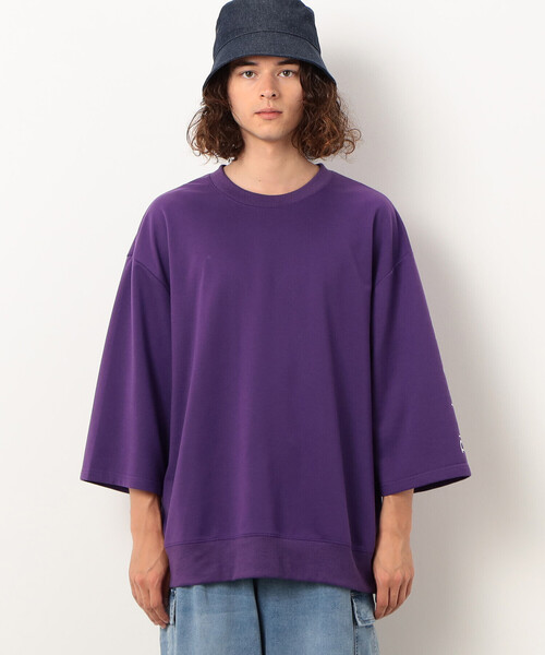 Purple&Yellow（パープルアンドイエロー）の「Ｔ／Ｃインレイ メッセージプリント ７分袖プルオーバー（Tシャツ/カットソー・メンズ・グレイッシュベージュ/パープル/グレー・SMALL/MEDIUM/LARGE）」の9枚目の写真