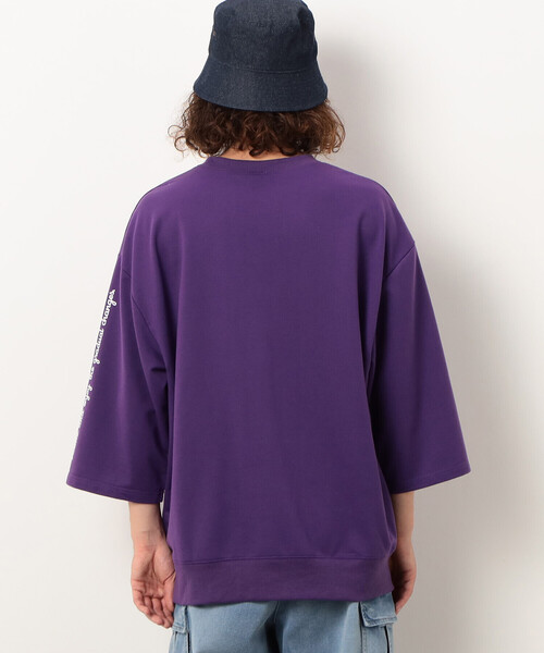 Purple&Yellow（パープルアンドイエロー）の「Ｔ／Ｃインレイ メッセージプリント ７分袖プルオーバー（Tシャツ/カットソー・メンズ・グレイッシュベージュ/パープル/グレー・SMALL/MEDIUM/LARGE）」の11枚目の写真