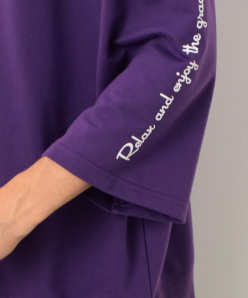 Purple&Yellow（パープルアンドイエロー）の「Ｔ／Ｃインレイ メッセージプリント ７分袖プルオーバー（Tシャツ/カットソー・メンズ・グレイッシュベージュ/パープル/グレー・SMALL/MEDIUM/LARGE）」の13枚目の写真