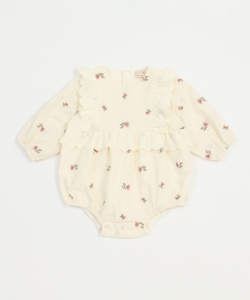 petit main(プティマイン)の「花刺繍ロンパース(ロンパース・キッズ・アイボリー/ライトブルー/ブラック・80cm/70cm)」の2枚目の写真