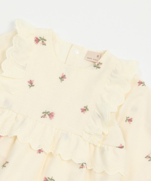 petit main(プティマイン)の「花刺繍ロンパース(ロンパース・キッズ・アイボリー/ライトブルー/ブラック・80cm/70cm)」の4枚目の写真