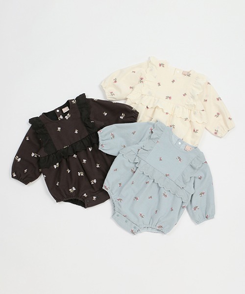 petit main(プティマイン)の「花刺繍ロンパース(ロンパース・キッズ・アイボリー/ライトブルー/ブラック・80cm/70cm)」の6枚目の写真