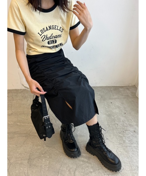WC(ダブル シー)の「ドロストナイロンロングスカート(スカート・レディース・アイボリー/ブラック・FREE)」の14枚目の写真