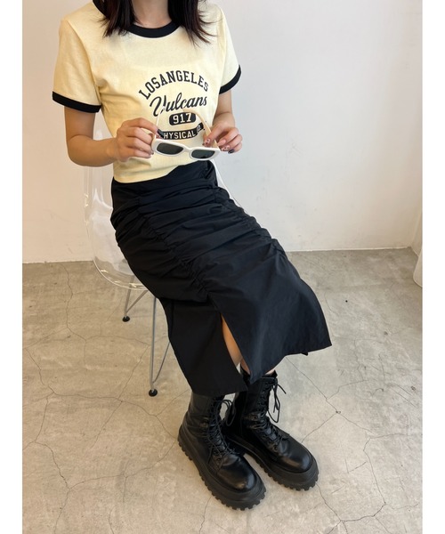 WC(ダブル シー)の「ドロストナイロンロングスカート(スカート・レディース・アイボリー/ブラック・FREE)」の15枚目の写真