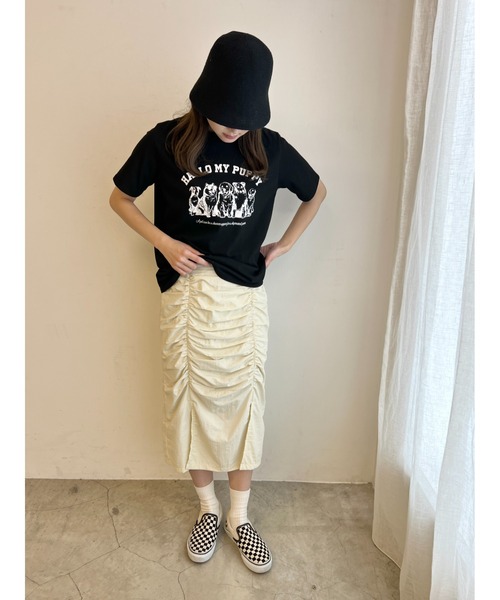 WC(ダブル シー)の「ドロストナイロンロングスカート(スカート・レディース・アイボリー/ブラック・FREE)」の3枚目の写真