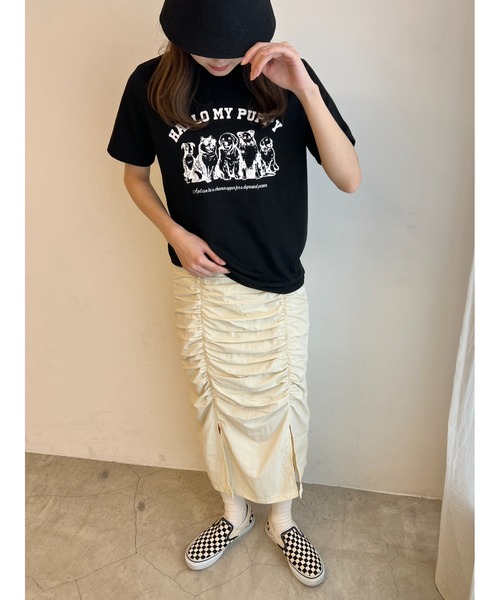WC(ダブル シー)の「ドロストナイロンロングスカート(スカート・レディース・アイボリー/ブラック・FREE)」の5枚目の写真