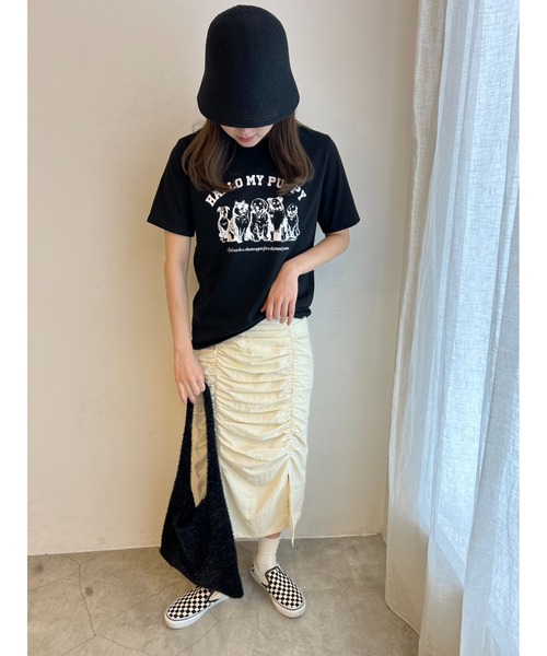 WC(ダブル シー)の「ドロストナイロンロングスカート(スカート・レディース・アイボリー/ブラック・FREE)」の6枚目の写真
