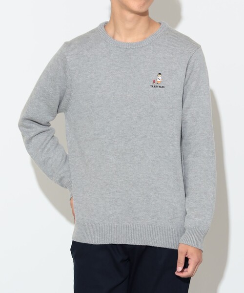 BEAMS HEART(ビームスハート)の「【ユニセックス】ベアー 刺繍 クルーネック ニット(ニット/セーター・メンズ・ホワイト/ネイビー/インディゴブルー/グレー・SMALL/MEDIUM/LARGE)」の3枚目の写真