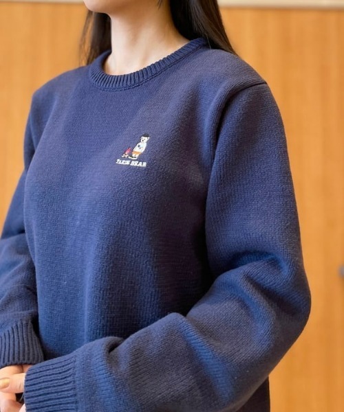 ユニセックス】ベアー 刺繍 クルーネック ニット（ニット/セーター