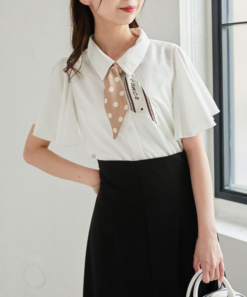 MAJESTIC LEGON（マジェスティックレゴン）の「スカーフリボンセットシャツ（シャツ/ブラウス・レディース・ブラック/オフホワイト/ホワイト系その他・MEDIUM）」の13枚目の写真