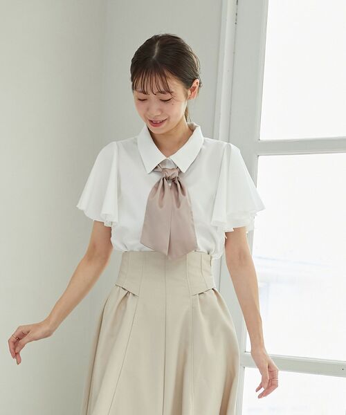 MAJESTIC LEGON（マジェスティックレゴン）の「スカーフリボンセットシャツ（シャツ/ブラウス・レディース・ブラック/オフホワイト/ホワイト系その他・MEDIUM）」の14枚目の写真