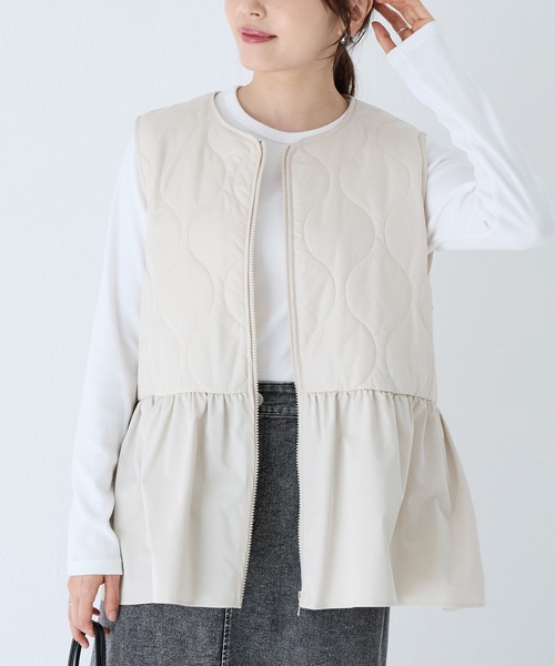 ホワイトペプラム　ベスト ペプラムキルティングベスト（ベスト）｜INCEDE（インシード）の