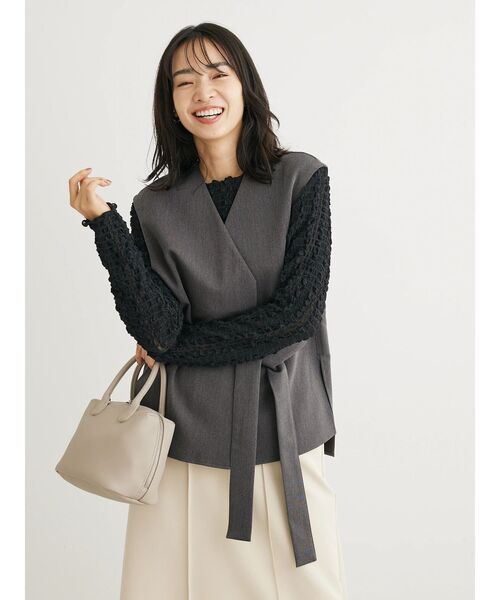 Green　Parks（グリーンパークス）の「B.ウエストベルトベスト（ベスト・レディース・グレー/ホワイト系その他2・FREE）」の5枚目の写真