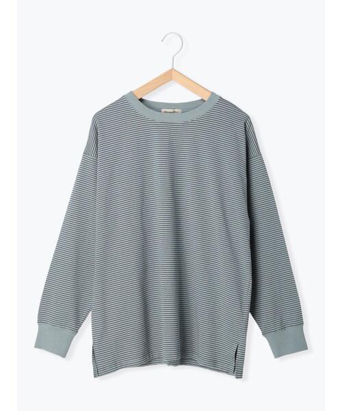 Samansa Mos2(サマンサ モスモス)の「柄アソートロングTシャツ(Tシャツ/カットソー・レディース・カーキ/ネイビー/ブルー/オフホワイト・F)」の4枚目の写真