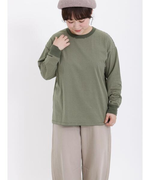 Samansa Mos2(サマンサ モスモス)の「柄アソートロングTシャツ(Tシャツ/カットソー・レディース・カーキ/ネイビー/ブルー/オフホワイト・F)」の6枚目の写真