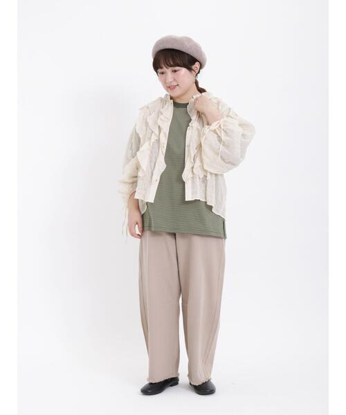 Samansa Mos2(サマンサ モスモス)の「柄アソートロングTシャツ(Tシャツ/カットソー・レディース・カーキ/ネイビー/ブルー/オフホワイト・F)」の9枚目の写真