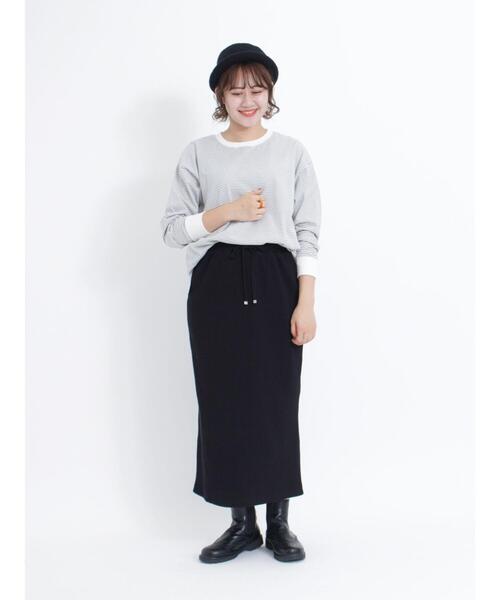 Samansa Mos2(サマンサ モスモス)の「柄アソートロングTシャツ(Tシャツ/カットソー・レディース・カーキ/ネイビー/ブルー/オフホワイト・F)」の11枚目の写真