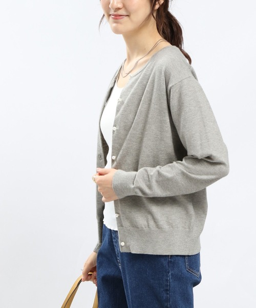 GLOBAL WORK Smile Seed Store(グローバルワーク スマイルシードストア)の「パールボタンクルーカーデ(カーディガン/ボレロ・レディース・グレー/杢グレー/ブラック/ベージュ・LARGE/X-LARGE/SMALL/MEDIUM)」の3枚目の写真