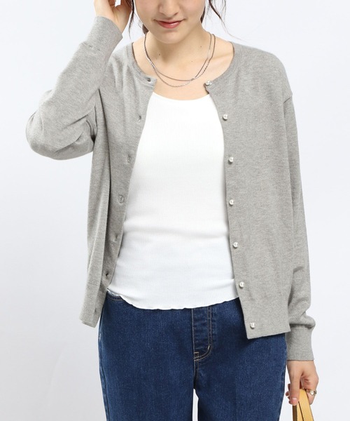 GLOBAL WORK Smile Seed Store(グローバルワーク スマイルシードストア)の「パールボタンクルーカーデ(カーディガン/ボレロ・レディース・グレー/杢グレー/ブラック/ベージュ・LARGE/X-LARGE/SMALL/MEDIUM)」の15枚目の写真