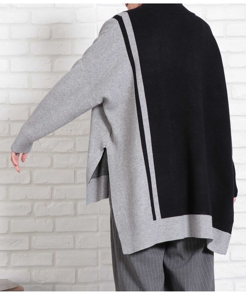 Settimissimo(セッティミッシモ)の「ラインデザインバックロングニット(ニット/セーター・レディース・ベージュ/ブラック・FREE)」の14枚目の写真