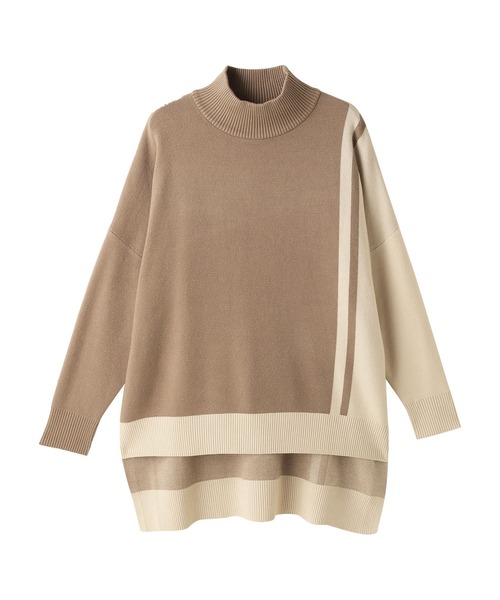 Settimissimo(セッティミッシモ)の「ラインデザインバックロングニット(ニット/セーター・レディース・ベージュ/ブラック・FREE)」の16枚目の写真