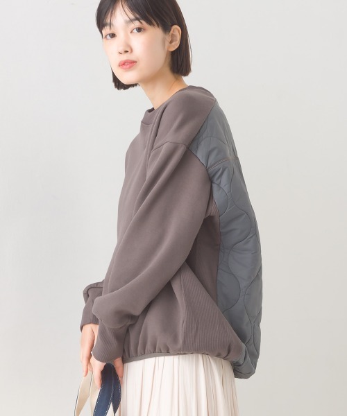OMNES（オムネス）の「裏起毛バックキルトプルオーバー長袖（Tシャツ/カットソー・レディース・アイボリー/カーキ/チャコールグレー・FREE）」の2枚目の写真