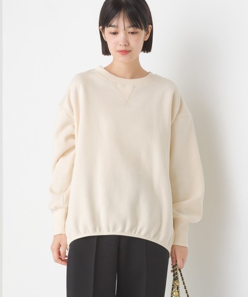 OMNES（オムネス）の「裏起毛バックキルトプルオーバー長袖（Tシャツ/カットソー・レディース・アイボリー/カーキ/チャコールグレー・FREE）」の12枚目の写真