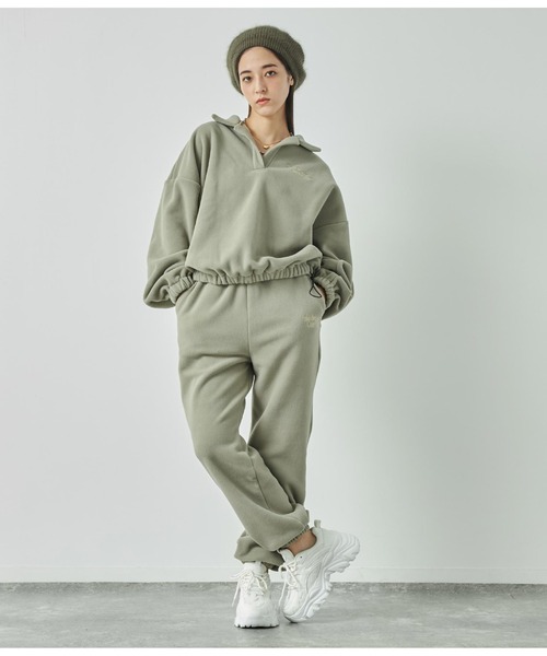 ANAP（アナップ）の「英字刺繍フリースジョガーパンツ【別売りSETUP】（スウェットパンツ・レディース・ブラック/カーキ・FREE）」の12枚目の写真