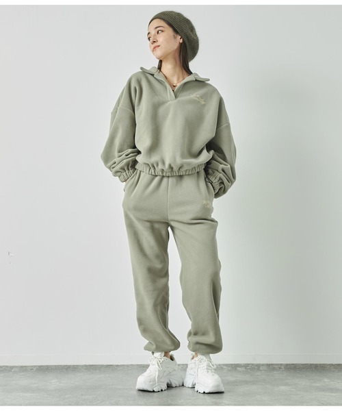 ANAP（アナップ）の「英字刺繍フリースジョガーパンツ【別売りSETUP】（スウェットパンツ・レディース・ブラック/カーキ・FREE）」の13枚目の写真