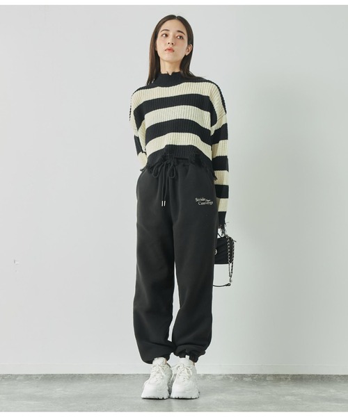 ANAP（アナップ）の「英字刺繍フリースジョガーパンツ【別売りSETUP】（スウェットパンツ・レディース・ブラック/カーキ・FREE）」の7枚目の写真