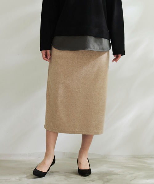 Arnold Palmer(アーノルドパーマー)の「ライト ジャージ メルトン タイトスカート(スカート・レディース・ライトベージュ/ブラック・M/S/L)」の1枚目の写真