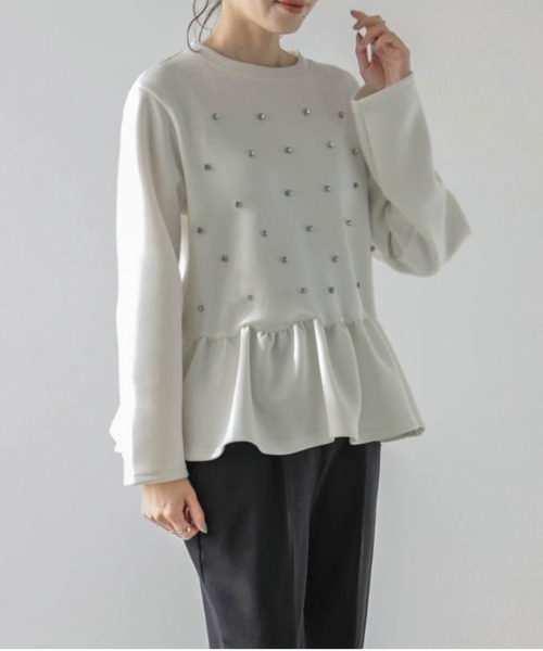 AMELY(エミリー)の「ビジューペプラムプルオーバー(その他トップス・レディース・ブラック/ホワイト/グレー・フリー)」の11枚目の写真